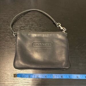 Vintage Logo Embossed COACH 1941 Butter Soft Black Leather Large Wristlet Clutch